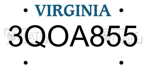 3QOA855 Virginia License Plate