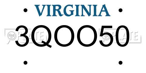 3QOO50 Virginia License Plate