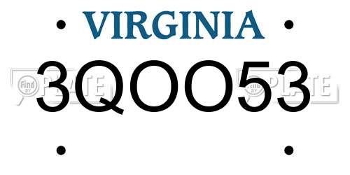 3QOO53 Virginia License Plate