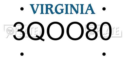 3QOO80 Virginia License Plate