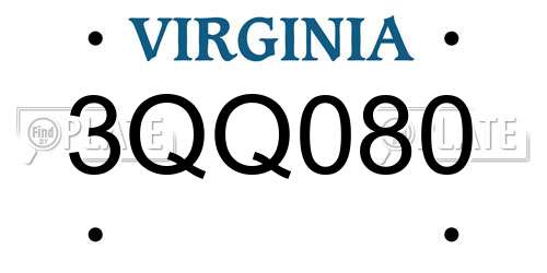 3QQ080 Virginia License Plate