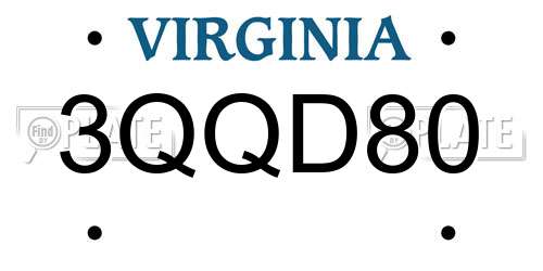 3QQD80 Virginia License Plate