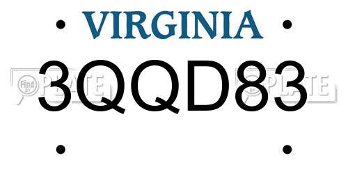 3QQD83 Virginia License Plate