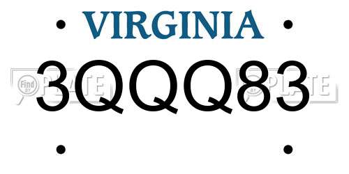 3QQQ83 Virginia License Plate