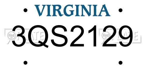 3QS2129 Virginia License Plate