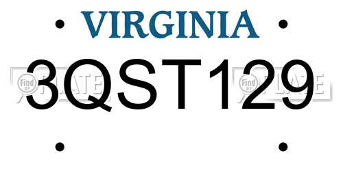 3QST129 Virginia License Plate