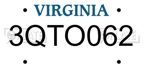 3QTO062 Virginia License Plate