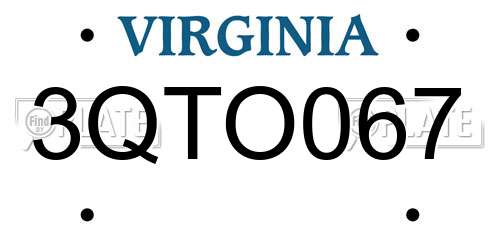 3QTO067 Virginia License Plate