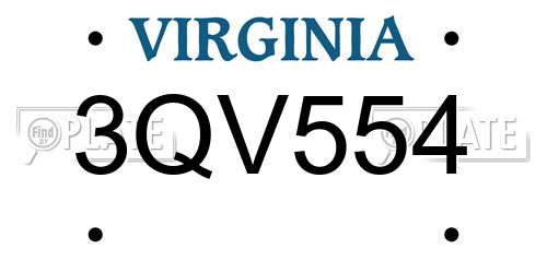 3QV554 Virginia License Plate
