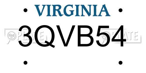 3QVB54 Virginia License Plate