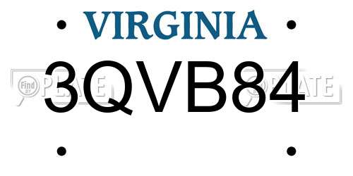 3QVB84 Virginia License Plate