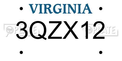3QZX12 Virginia License Plate