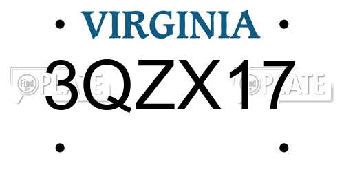3QZX17 Virginia License Plate