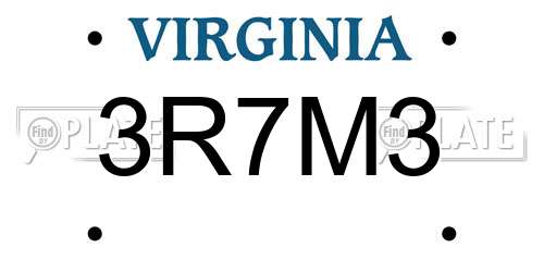 3R7M3 Virginia License Plate