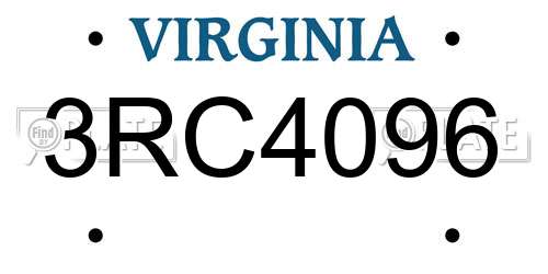 3RC4096 Virginia License Plate