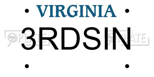 3RDSIN Virginia License Plate