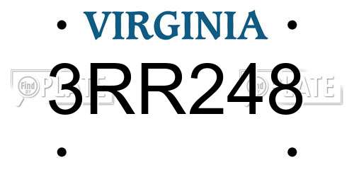 3RR248 Virginia License Plate