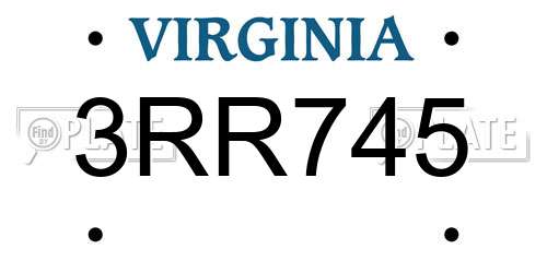 3RR745 Virginia License Plate
