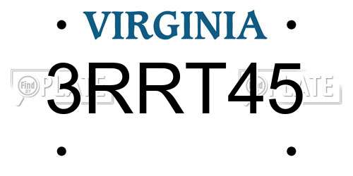 3RRT45 Virginia License Plate