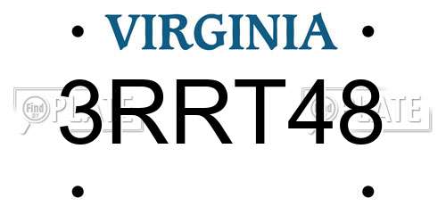 3RRT48 Virginia License Plate