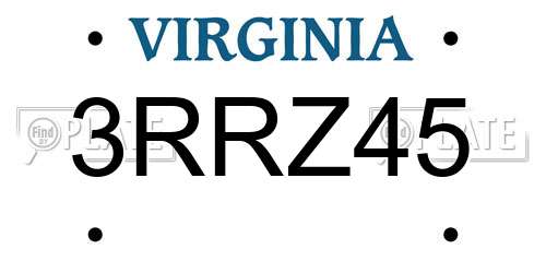 3RRZ45 Virginia License Plate