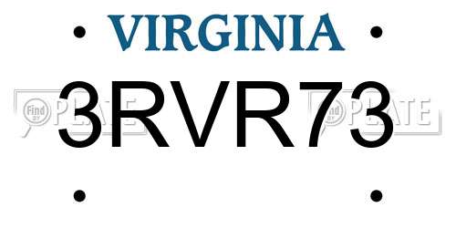 3RVR73 Virginia License Plate