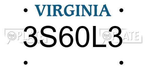 3S60L3 Virginia License Plate