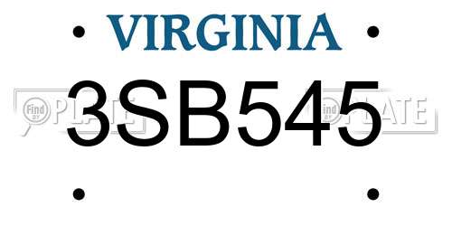 3SB545 Virginia License Plate