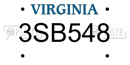 3SB548 Virginia License Plate