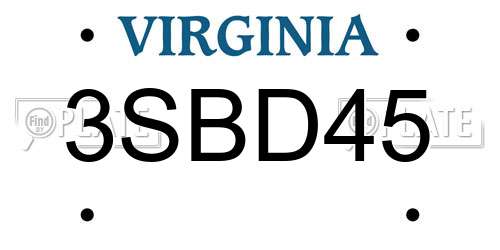 3SBD45 Virginia License Plate