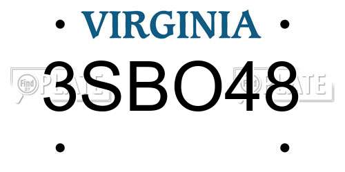 3SBO48 Virginia License Plate