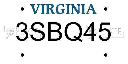 3SBQ45 Virginia License Plate