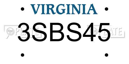 3SBS45 Virginia License Plate