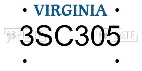 3SC305 Virginia License Plate