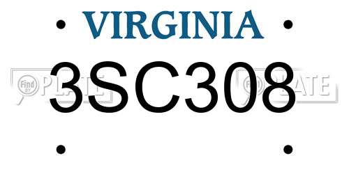 3SC308 Virginia License Plate
