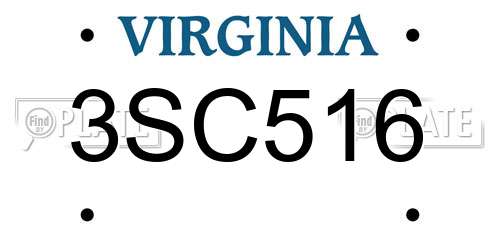3SC516 Virginia License Plate