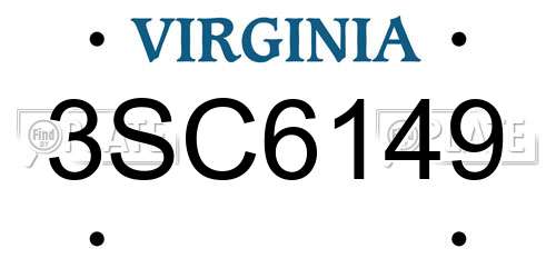 3SC6149 Virginia License Plate