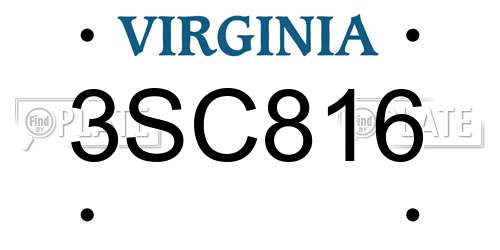 3SC816 Virginia License Plate