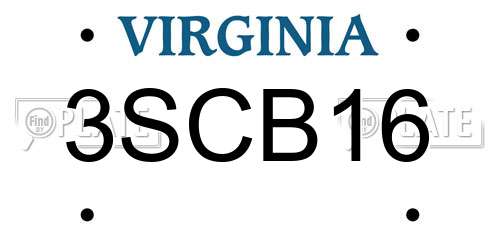 3SCB16 Virginia License Plate