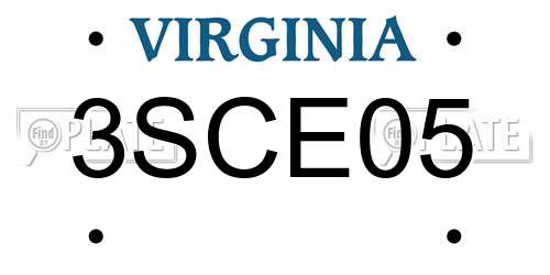 3SCE05 Virginia License Plate