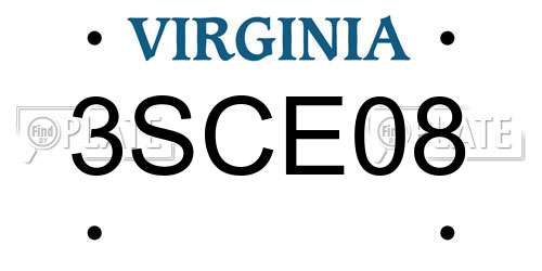 3SCE08 Virginia License Plate