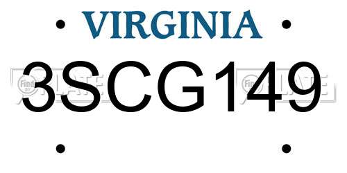3SCG149 Virginia License Plate