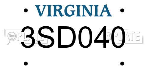 3SD040 Virginia License Plate