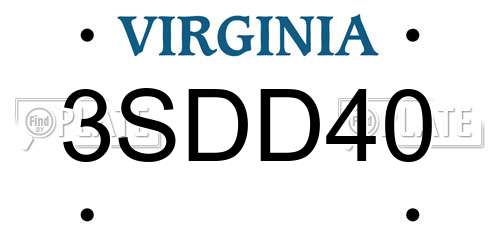 3SDD40 Virginia License Plate