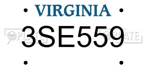 3SE559 Virginia License Plate
