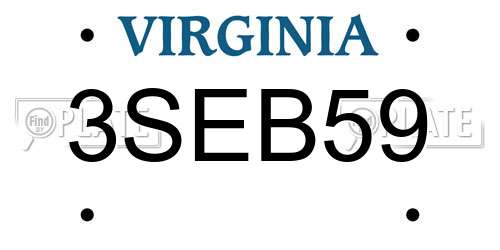 3SEB59 Virginia License Plate