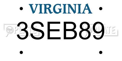 3SEB89 Virginia License Plate