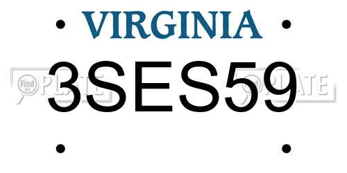 3SES59 Virginia License Plate