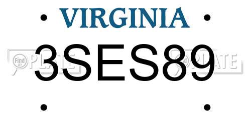 3SES89 Virginia License Plate