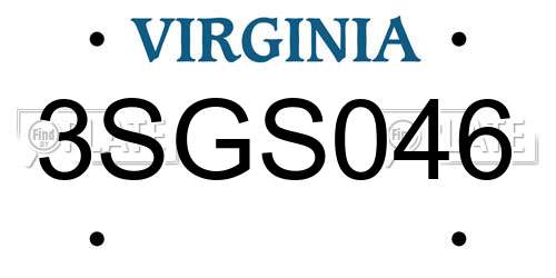 3SGS046 Virginia License Plate